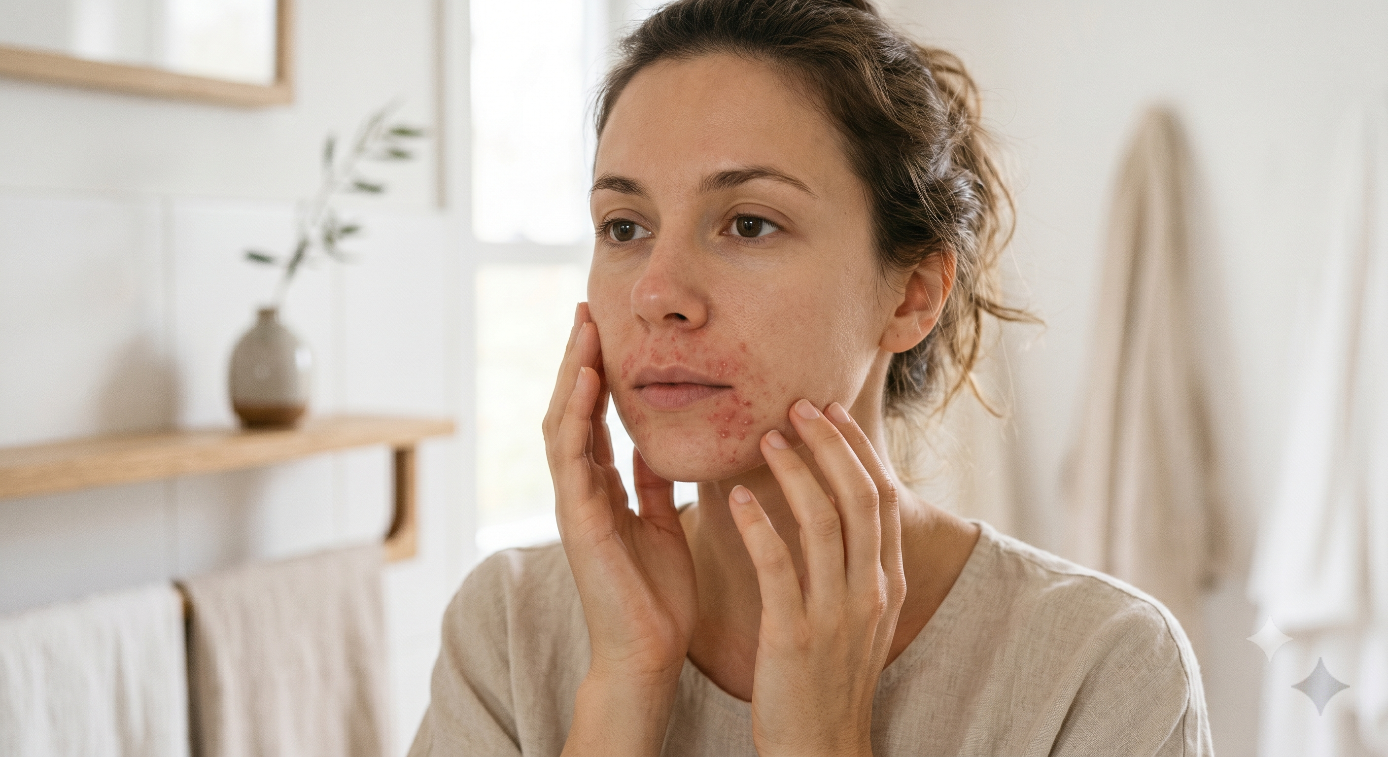 Frau mit perioraler Dermatitis um den Mund